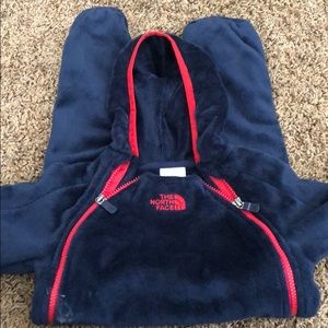 North Face one piece zip up with hood